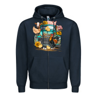 Navy farm truck farm animals Zipper Hoodie - FaDigitalArtStudio