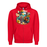 Red farm truck farm animals Zipper Hoodie - FaDigitalArtStudio