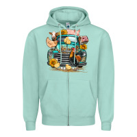 Seafoam farm truck farm animals Zipper Hoodie - FaDigitalArtStudio
