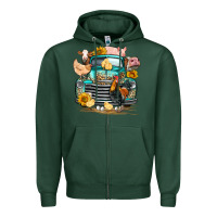 Sports Green farm truck farm animals Zipper Hoodie - FaDigitalArtStudio