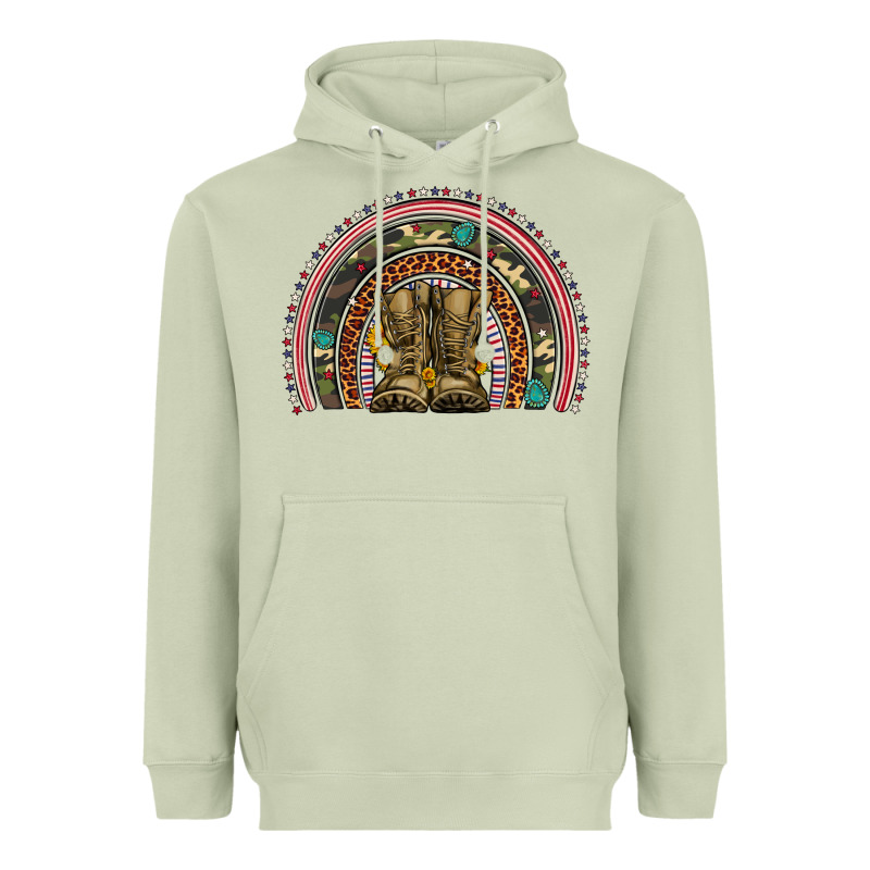 Soldier Boots Camouflage Leopard Gemstone Rainbow Heavyweight Hoodie by Artiststas | Teevron