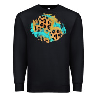 Black glitter leopard turquoise patch Premium Sweatshirt - AdoDesignShop