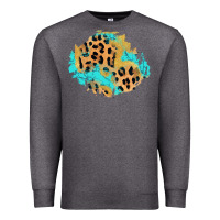 Charcoal Heather glitter leopard turquoise patch Premium Sweatshirt - AdoDesignShop