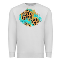 Dove Grey glitter leopard turquoise patch Premium Sweatshirt - AdoDesignShop