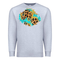 Heather Grey glitter leopard turquoise patch Premium Sweatshirt - AdoDesignShop