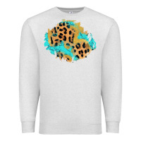 Oatmeal Heather glitter leopard turquoise patch Premium Sweatshirt - AdoDesignShop