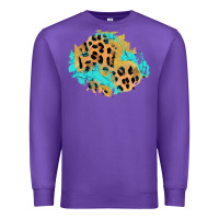 Purple glitter leopard turquoise patch Premium Sweatshirt - AdoDesignShop