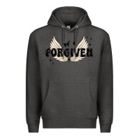 Charcoal Heather forgiven christian angel wings Premium Hoodie - MaliasSmallBusiness