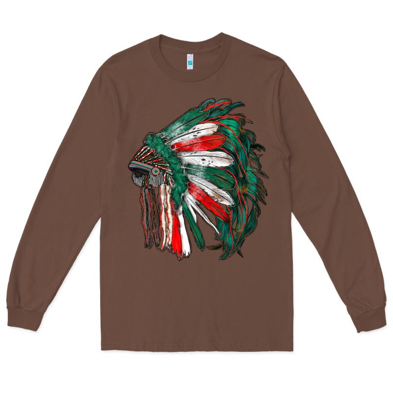 Mexican Flag Indian Headdress Long Sleeve Tee by RanaPortraitStore | Teevron