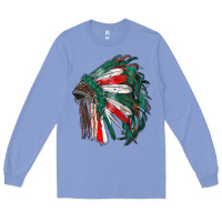 Colony Blue mexican flag indian headdress Long Sleeve Tee - RanaPortraitStore