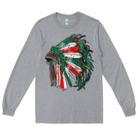 Heather Grey mexican flag indian headdress Long Sleeve Tee - RanaPortraitStore