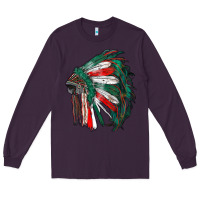 Plum mexican flag indian headdress Long Sleeve Tee - RanaPortraitStore