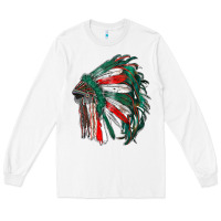White mexican flag indian headdress Long Sleeve Tee - RanaPortraitStore