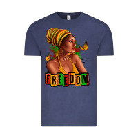 Vintage Denim Juneteenth freedom afro woman Vintage Tee - RanaPortraitStore