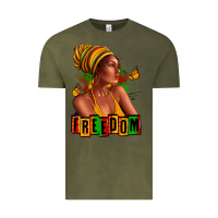 Vintage Olive Juneteenth freedom afro woman Vintage Tee - RanaPortraitStore