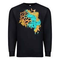 Black glitter leopard turquoise patch Premium Sweatshirt - AdoDesignShop