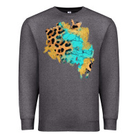 Charcoal Heather glitter leopard turquoise patch Premium Sweatshirt - AdoDesignShop