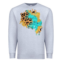 Heather Grey glitter leopard turquoise patch Premium Sweatshirt - AdoDesignShop
