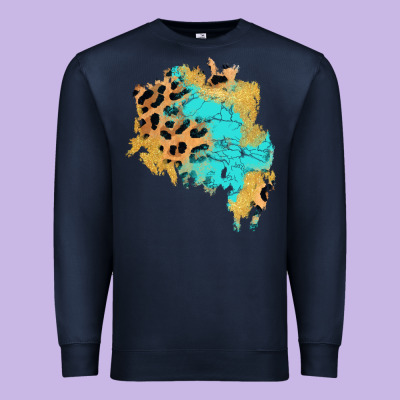 Glitter Leopard Turquoise Patch Premium Sweatshirt Designed By Adodesignshop