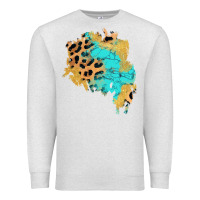 Oatmeal Heather glitter leopard turquoise patch Premium Sweatshirt - AdoDesignShop