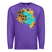 Purple glitter leopard turquoise patch Premium Sweatshirt - AdoDesignShop