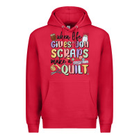 Cardinal when life gives you scraps make a quilt Premium Hoodie - MaliasSmallBusiness