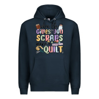 Navy when life gives you scraps make a quilt Premium Hoodie - MaliasSmallBusiness