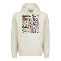Oatmeal Heather when life gives you scraps make a quilt Premium Hoodie - MaliasSmallBusiness
