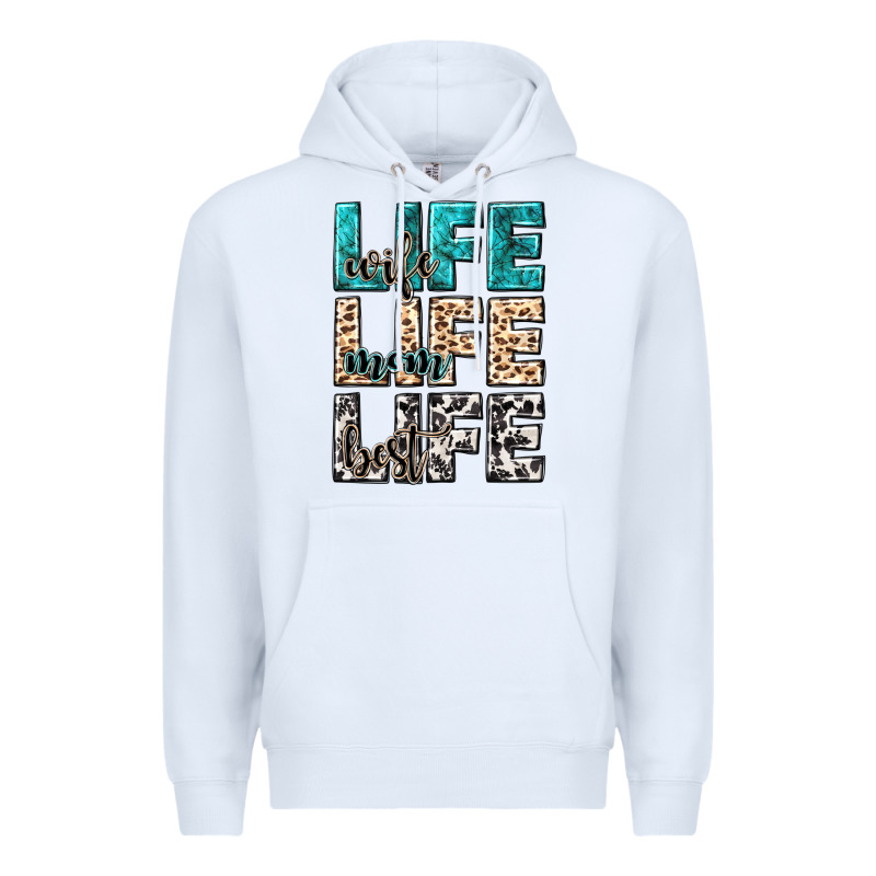 Wife Life Wife Mom Life Best Premium Hoodie by NancyCooperArtShop | Teevron