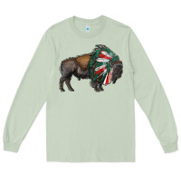 Matcha mexican bison with indian headdress Long Sleeve Tee - RanaPortraitStore