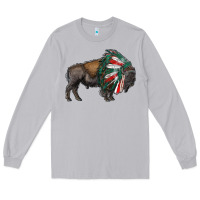 Moon Dust mexican bison with indian headdress Long Sleeve Tee - RanaPortraitStore