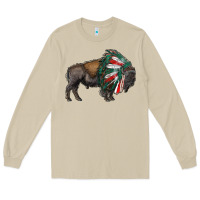 Mushroom mexican bison with indian headdress Long Sleeve Tee - RanaPortraitStore