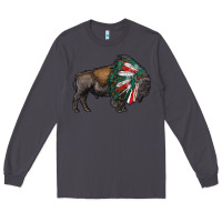 Smoke mexican bison with indian headdress Long Sleeve Tee - RanaPortraitStore