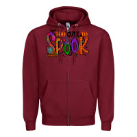 Burgundy too cute to spook Zipper Hoodie - RacoonDesign