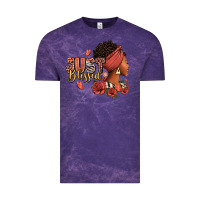 Cloud Purple Just blessed afro woman with roses Vintage Tee - RanaPortraitStore