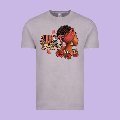 Vintage Tee Just blessed afro woman with roses