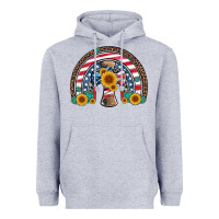 Heather Grey cross american flag cowhide  leopard gemstone rainbow Heavyweight Hoodie - Artiststas