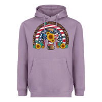 Lavender cross american flag cowhide  leopard gemstone rainbow Heavyweight Hoodie - Artiststas