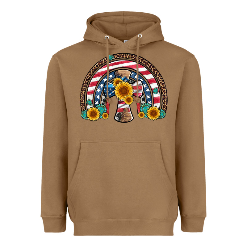 Cross American Flag Cowhide  Leopard Gemstone Rainbow Heavyweight Hoodie by Artiststas | Teevron