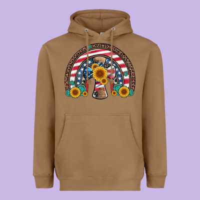 Cross American Flag Cowhide  Leopard Gemstone Rainbow Heavyweight Hoodie Designed By Artiststas