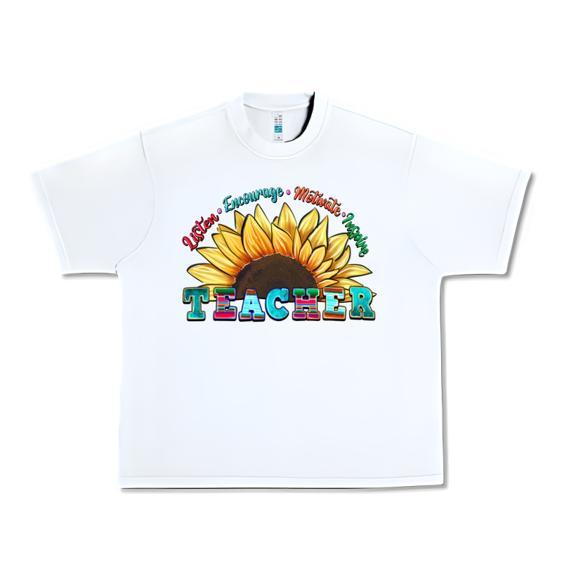 Teacher Sunflower Listen Encourage Motivate Inspir Urban Heavy Tee by Zillion Design Studio | Teevron