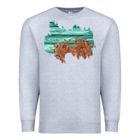 Heather Grey wood leather patch Premium Sweatshirt - AdoDesignShop