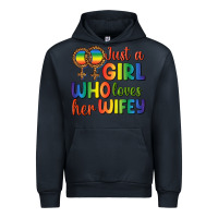 Navy Just A Girl Who Loves Her Wifey Urban Hoodie - BundleAndBundleShop