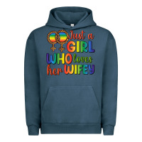 Pigment Midnight Navy Just A Girl Who Loves Her Wifey Urban Hoodie - BundleAndBundleShop