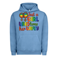Pigment Pebble Blue Just A Girl Who Loves Her Wifey Urban Hoodie - BundleAndBundleShop