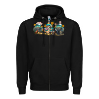 Black western farm trucks farm animals Zipper Hoodie - FaDigitalArtStudio