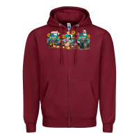 Burgundy western farm trucks farm animals Zipper Hoodie - FaDigitalArtStudio