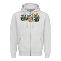 Dove Grey western farm trucks farm animals Zipper Hoodie - FaDigitalArtStudio
