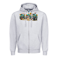 Heather Grey western farm trucks farm animals Zipper Hoodie - FaDigitalArtStudio