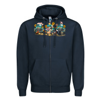 Navy western farm trucks farm animals Zipper Hoodie - FaDigitalArtStudio